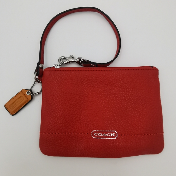 Coach Handbags - COACH Park Small Pebbled Leather Wristlet Bright Vermillion / Red - F49475